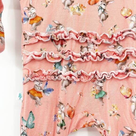 Posh Peanut Baby Girls Betty Bunny Rabbit Bamboo Ruffled Zippered Footie Size NB - Picture 7 of 9